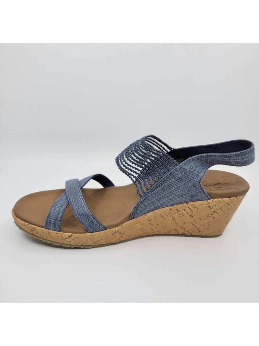Skechers Beverlee Luxe Foam Wedge Sandals Womens sz 10 Blue Comfort Shoes Beachy - Picture 3 of 11